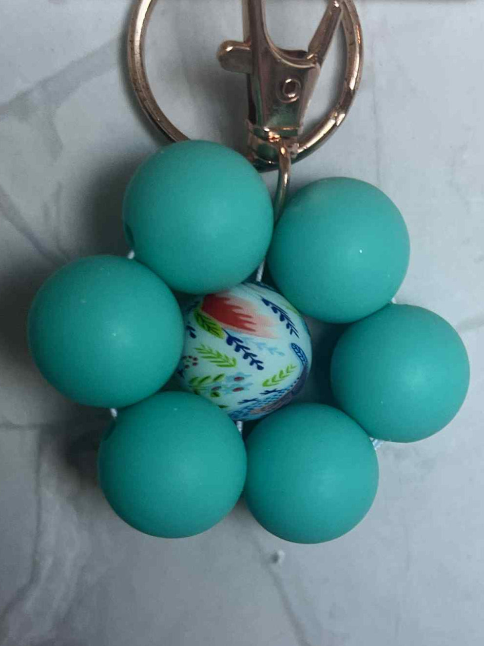 Aqua flower Keychain