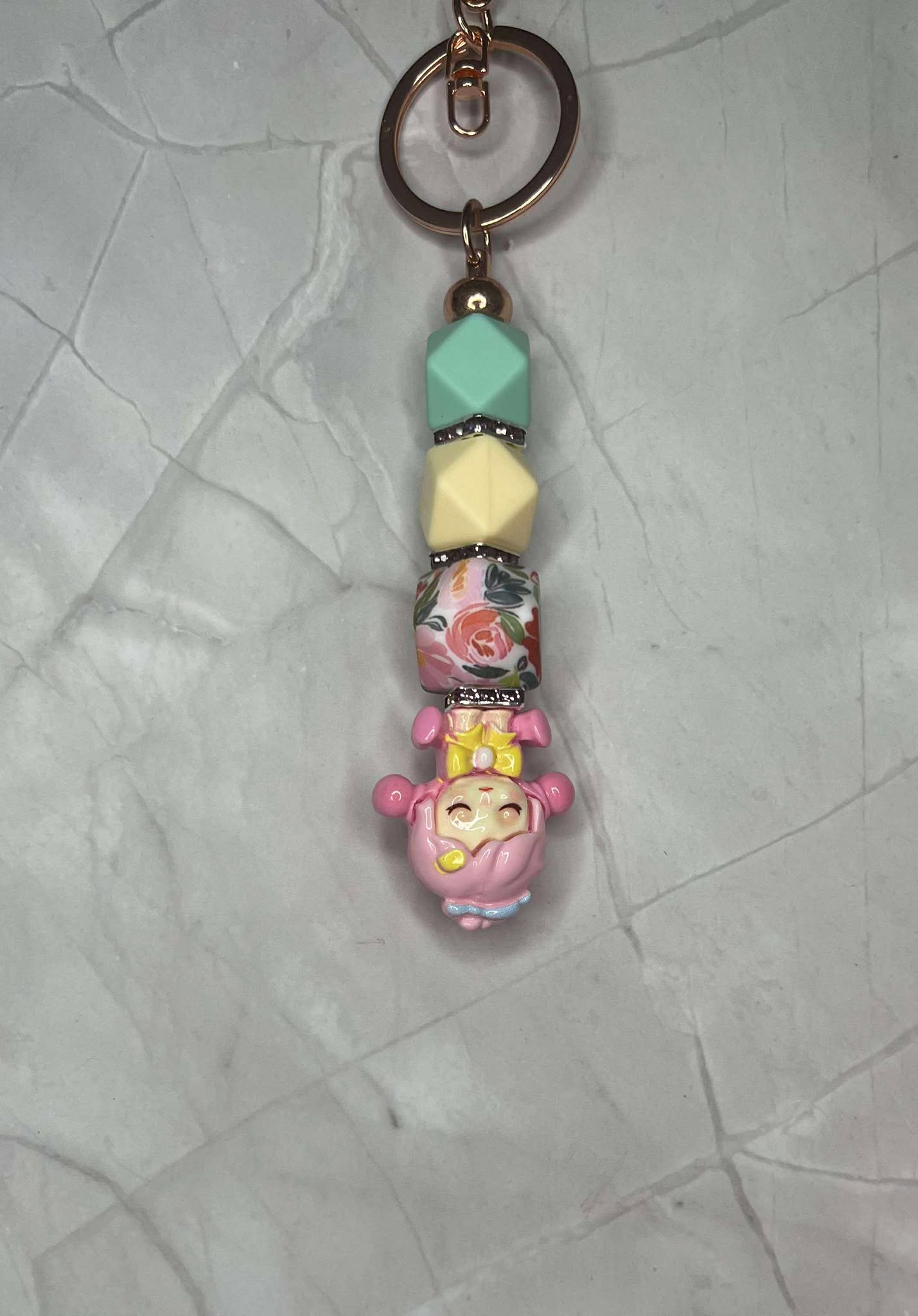 pink skull panda Keychain