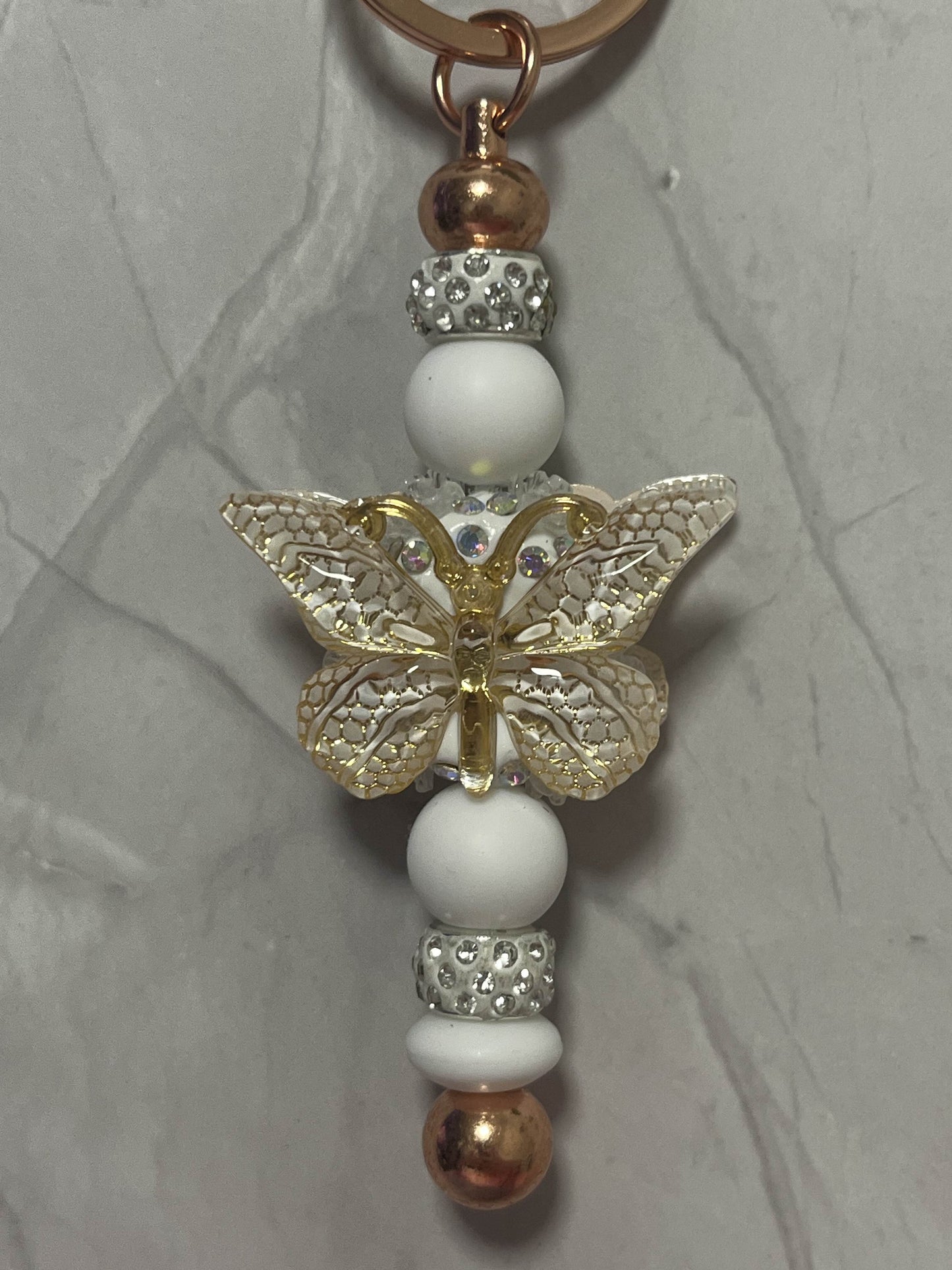 White butterfly keychain