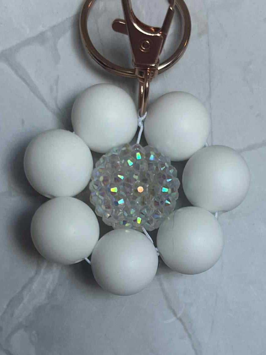 White Flower Keychain