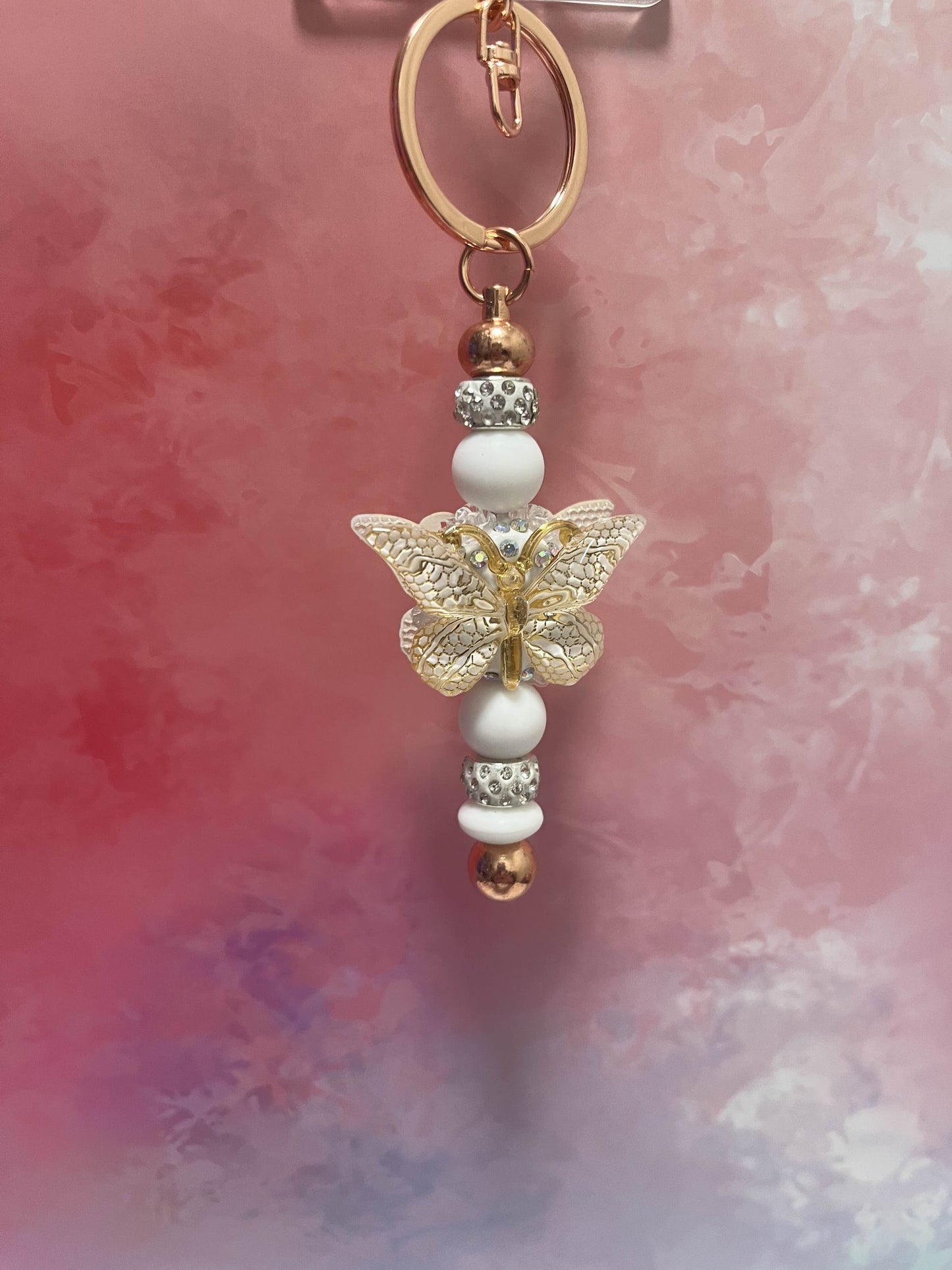 White butterfly keychain