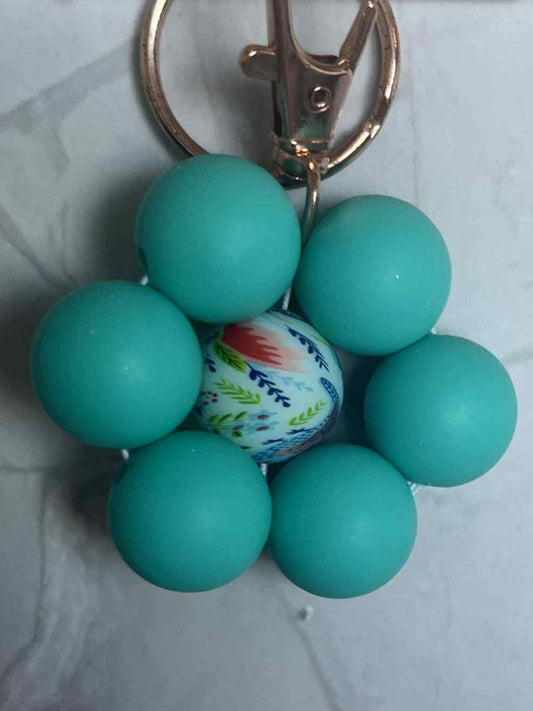Aqua flower Keychain