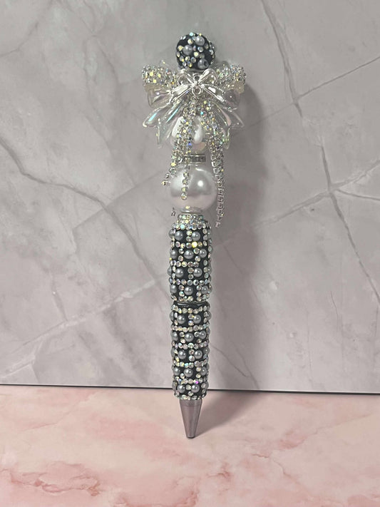 Clear glass Bow black pen