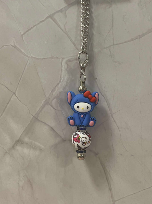 Hello Kitty dressed as Stitch Drink bottle chain
