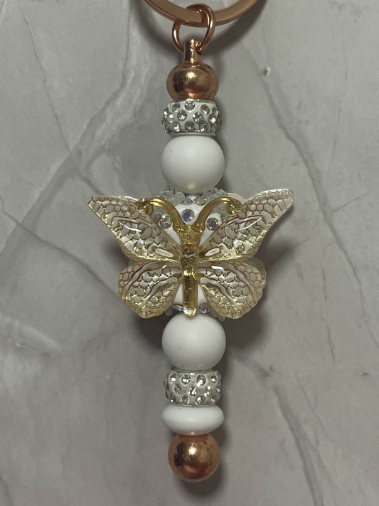 White butterfly keychain