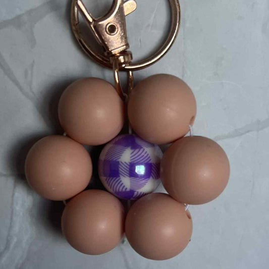 Light Pink/Tan Flower Keychain
