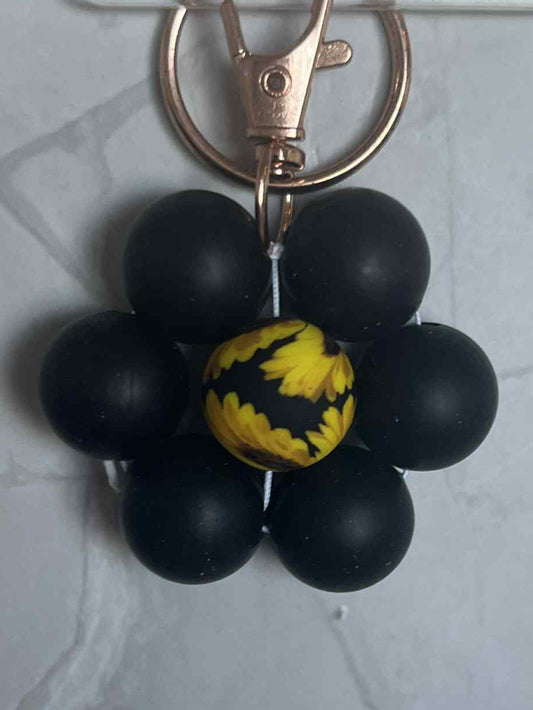 Black Flower Keychain