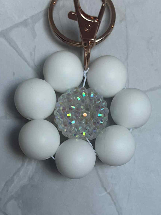 White Flower Keychain